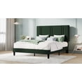 thumbnail image 2 of Amolife Queen Bed Frame, Platform Bed with Upholstered Velvet Adjustable Headboard, Wooden Slats, Easy Assembly, Green, 2 of 9