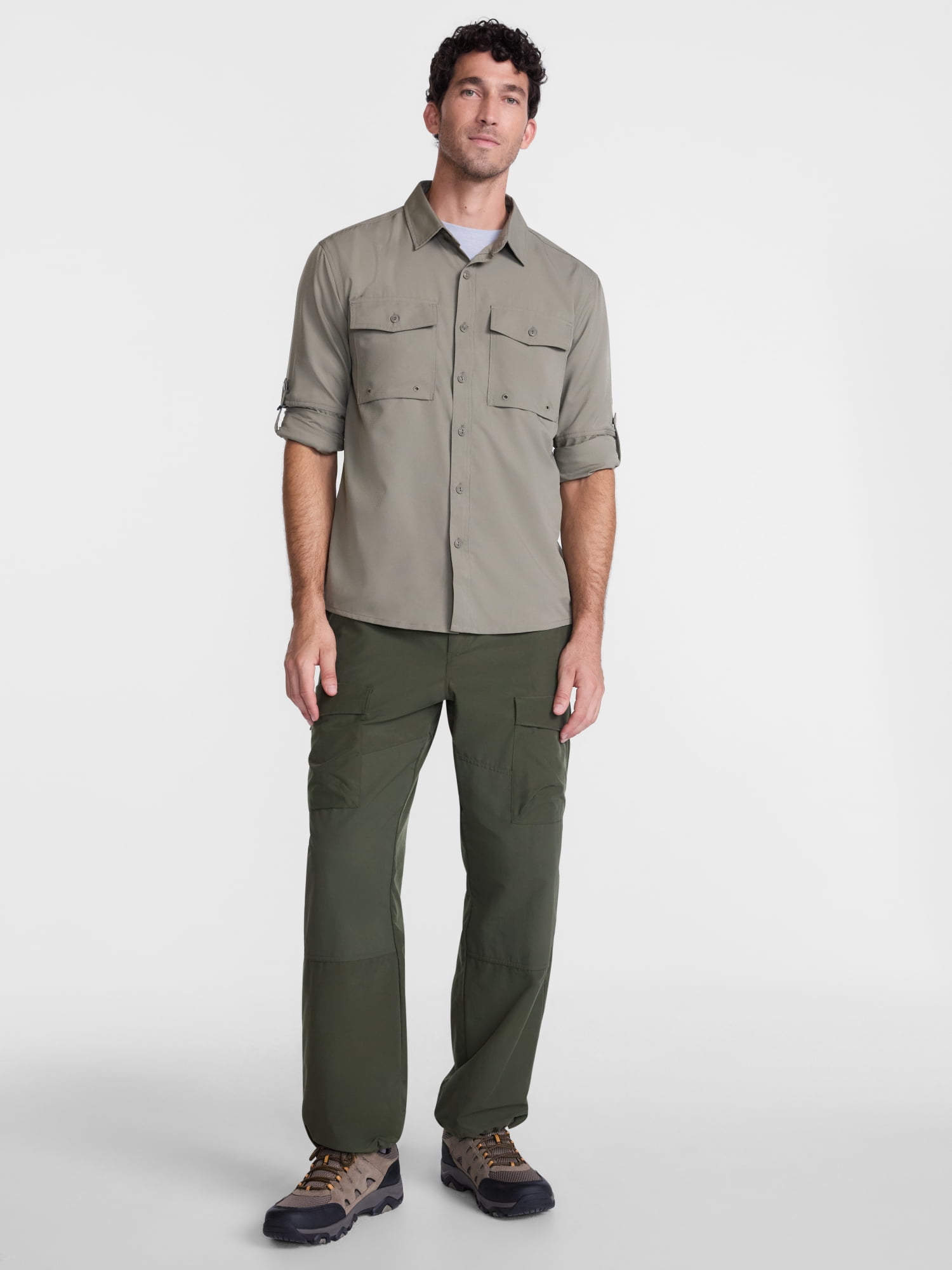 Ozark Trail Men's Fishing Shirt with Long Sleeves, Sizes S-4XLT