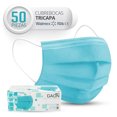 thumbnail image 2 of Cubrebocas Tricapa Gaon 50pz Turquesa, 2 of 9