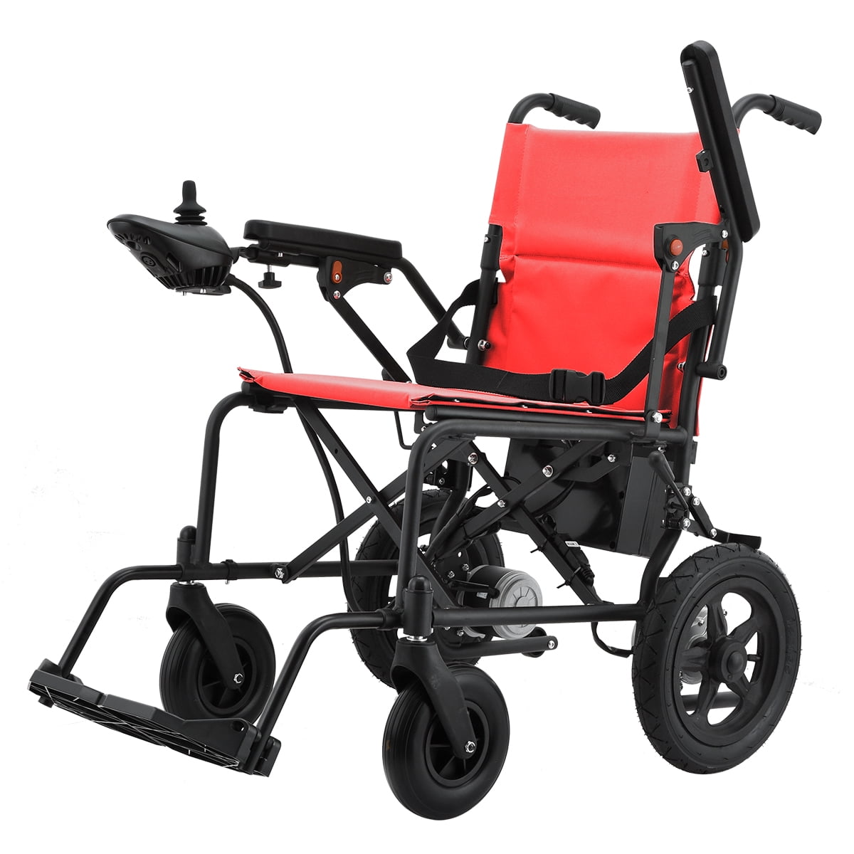 Lightweight Foldable Electric Wheelchair for Seniors, 500W Motor Power, 12 mi Cruise Range, Red