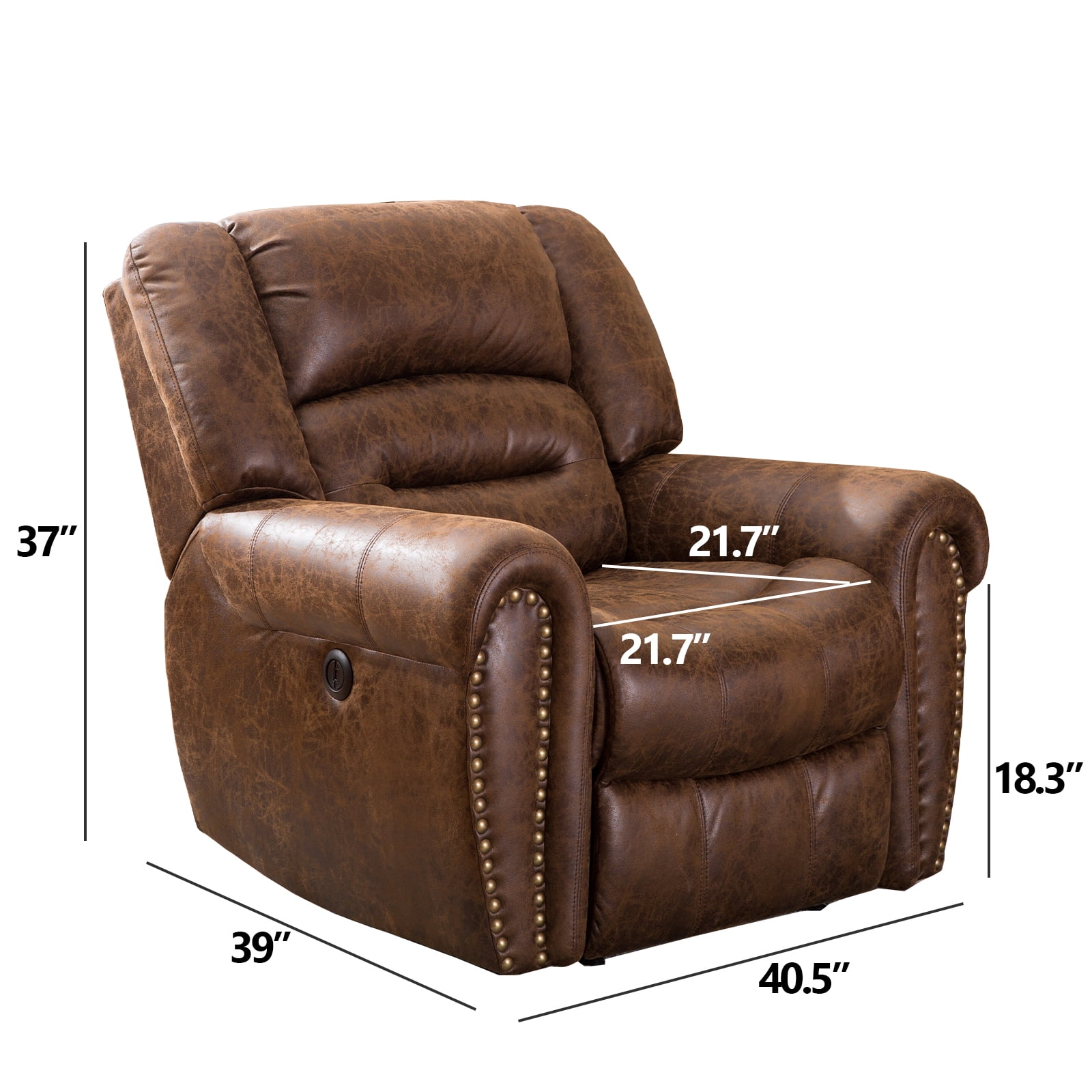 Bestier Leather Recliner Chair, Classic and Traditional Manual Recliner Chair with Comfortable Arms and Back Single Sofa for Living Room,Brown