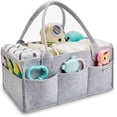 thumbnail image 1 of Organizador de Pañales para Bebé, Canasta organizadora bebe, Cesta de Fieltro para Almacenamiento Pañales, Pañalera para Recién Nacido o Coche con múltiples bolsillos para pañales, toallitas (Gris), 1 of 5