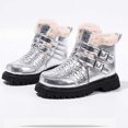 thumbnail image 6 of BRGZLK Toddler Kids Girls Boots Winter Casual Comfy Warm Fleece Lined Snow Boots Trendy Solid Color Waterproof Non Slip Ankle Booties with Buckle Detail Silver 3.5-4 Years, 6 of 6
