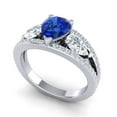 thumbnail image 2 of 2.00 Carat Beautiful Pear Cut Blue Sapphire Gemstone & Natural Diamond Anniversary Ring for Women Solid 14K White Gold Size 4.5 by Diamond-Capitals, 2 of 8