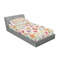 thumbnail image 3 of Floral Bedding Set with Sheet & Covers, Cartoon Drawing Style Ladybug Strawberry Bird Caterpillar Vibrant Colored Characters, Printed Bedroom Decor 2 Shams, 4 Sizes, Multicolor, by Ambesonne, 3 of 3