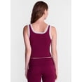 thumbnail image 3 of No Boundaries Cotton Blend Jersey Sleep Lace Tank Top, Women’s XXS-3X, 3 of 6