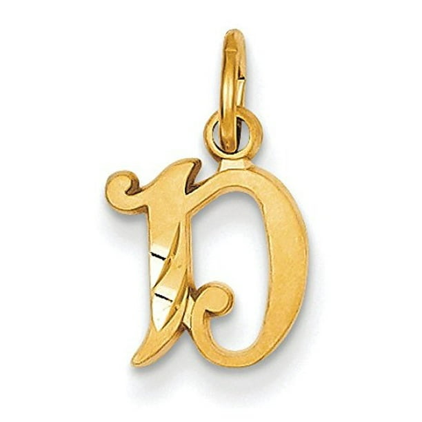 Pendant Initial And Number 14k Yellow Gold Old English D Charm Com - Gold Old English D Pendant