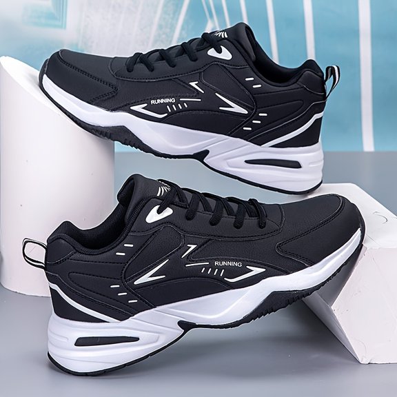 Sneakers, Men's All-Season Plus Size Walking Shoes, Wear-Resistant Sole, Lightweight and Comfortable, PU Upper, Cushioned TPR Sole, Breathable Sneaker Suiteble for, Casual Wear