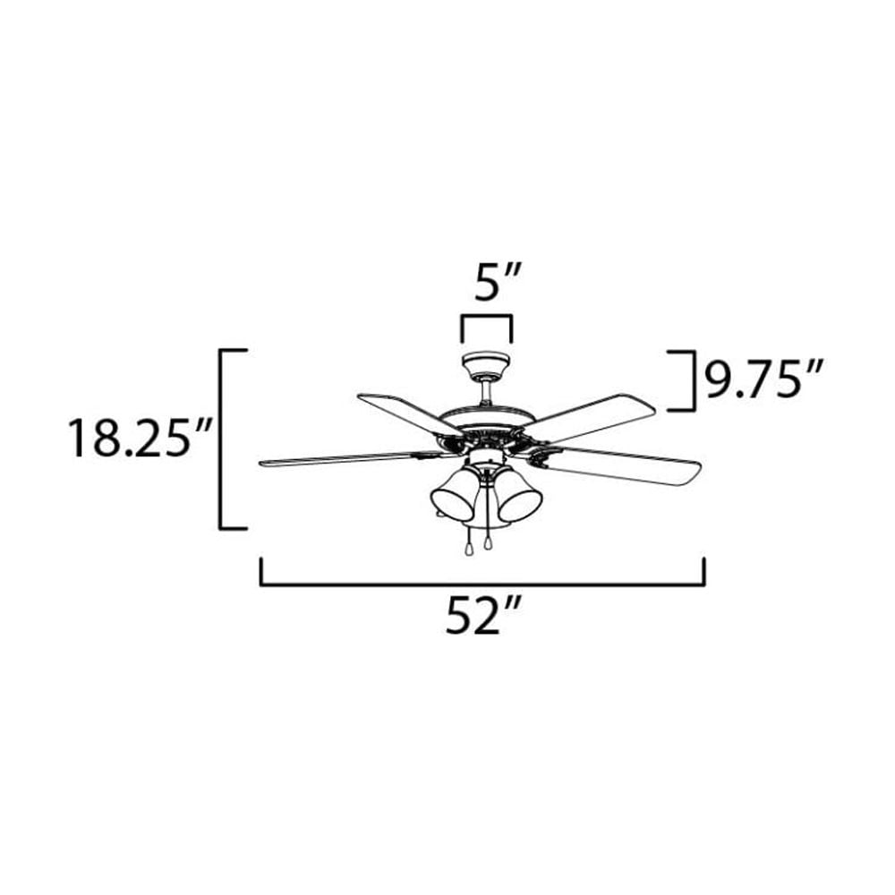 89907FTSNWP Maxim Lighting Basic-Max-Indoor Ceiling Fan with Light Kit I in  style-52 Inches wide by 18.25 inches high-Satin Nickel/Walnut/Pecan