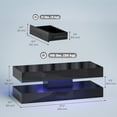 thumbnail image 3 of HOMCOM High Gloss Coffee Table with Adjustable LED Light Center Table Black, 3 of 10
