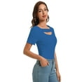 thumbnail image 6 of Women's Fashion Clothes One Piece Cutout Tops Short Sleeve Knit Slim Fitted Shirts Tee Tshirts, 6 of 6