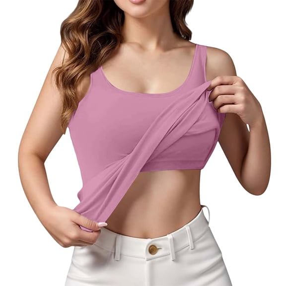 Womens Tank Tops with in Bra Summer Basic Padded Yoga Shirt Shelf Bras Workout Camisole Casual Undershirt Soft Comfy Stretch Tops by Yigetop Dark Purple L