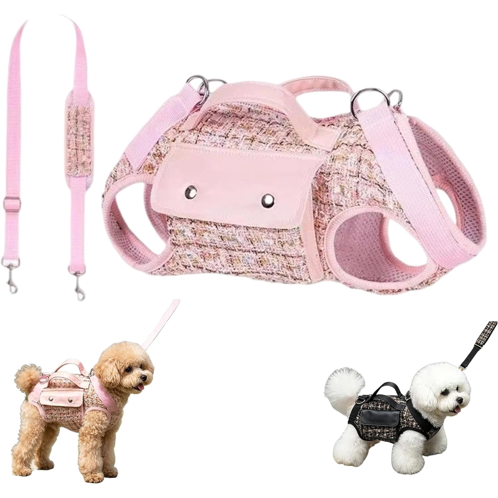 Travel Walking Pet Supplies Dog Accessories Set, Cat Puppy Backpack Multi-Functional Crossbody Shoulder Handheld Carrier Bag with Strap & Leash,