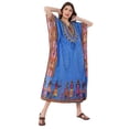 thumbnail image 5 of Divine threads Women African Print Kimono Cover Up V Neck Batwing Sleeve Plus Size Beach Kaftan Dresses Brown (Blue), 5 of 7