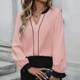 thumbnail image 3 of Scyoekwg Blouses for Women Casual V-Neck Elegant Shirts Solid Color Long Sleeve T Shirts Fall Tops Trendy Loose Lightweight Pullover (Pink,XXL), 3 of 8