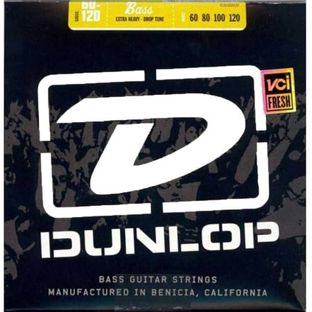 Dunlop DBN60120 Nickel Extra Heavy 4 String Stainless Steel Bass Guitar Strings .60-.120