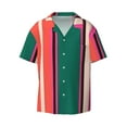 thumbnail image 3 of Cauagu Vertical Stripes Men's Short Sleeve Button Down Hawaiian Shirt for Men Bowling Shirts Casual Summer Beach Shirt,3X-Large, 3 of 6