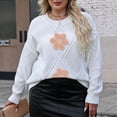 thumbnail image 6 of Plus Size Pullover Sweater Womens Fall Floral Sweaters Long Sleeve Casual Tops Trendy Winter Clothes White, 3XL, 6 of 7