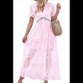 thumbnail image 1 of Vestido de Novia de Encaje Floral con Cuello en V y Corta para Mujer, Vestido para Dama de , Cóctel o Fiesta Rosa L, 1 of 9