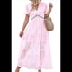 thumbnail image 1 of Vestido de Novia de Encaje Floral con Cuello en V y Corta para Mujer, Vestido para Dama de , Cóctel o Fiesta Rosa XL, 1 of 9