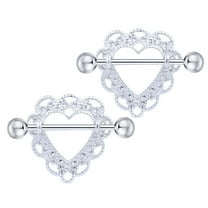 DESIGNICE 2Pcs 14G Heart Shaped Nipple Rings Body Piercing Jewelry