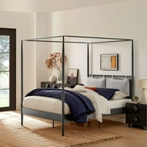 Modway Marlowe 4-Poster Canopy Metal King Platform Bed in Charcoal by Modway