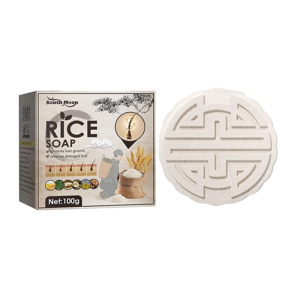 Barra de champú de arroz antipérdida de cabello, champú y acondicionador de agua de arroz para el crecimiento del cabello, champú y jabón para el Control de la pérdida de cabello