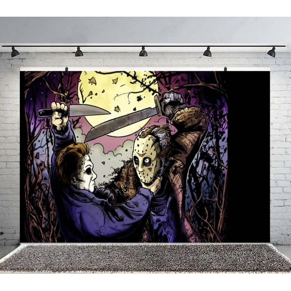 Jason Voorhees Backdrop Banner Party Supplies Poster Movie Theme Background for Photography Kids Birthday Decorations