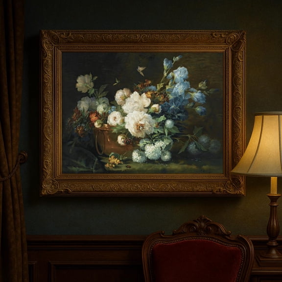 Vintage Floral Still Life Poster Rustic Antique Art UNFRAMED Poster, Wall Art for Decor, Present, 8x12