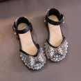 thumbnail image 2 of LNMQLPDBS Toddler Girls Dress Shoes Shining Bowtie Decoration Flat Dressy Shoes Girls Sandals Size 3 Performance Princess Shoes for Flower Girl with Adjustable Buckle for Wedding Birthday Party, 2 of 7