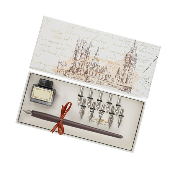 Oblique Pen Nib Holder with Nibs Dip Pen Holder English Calligraphy Pen Holder