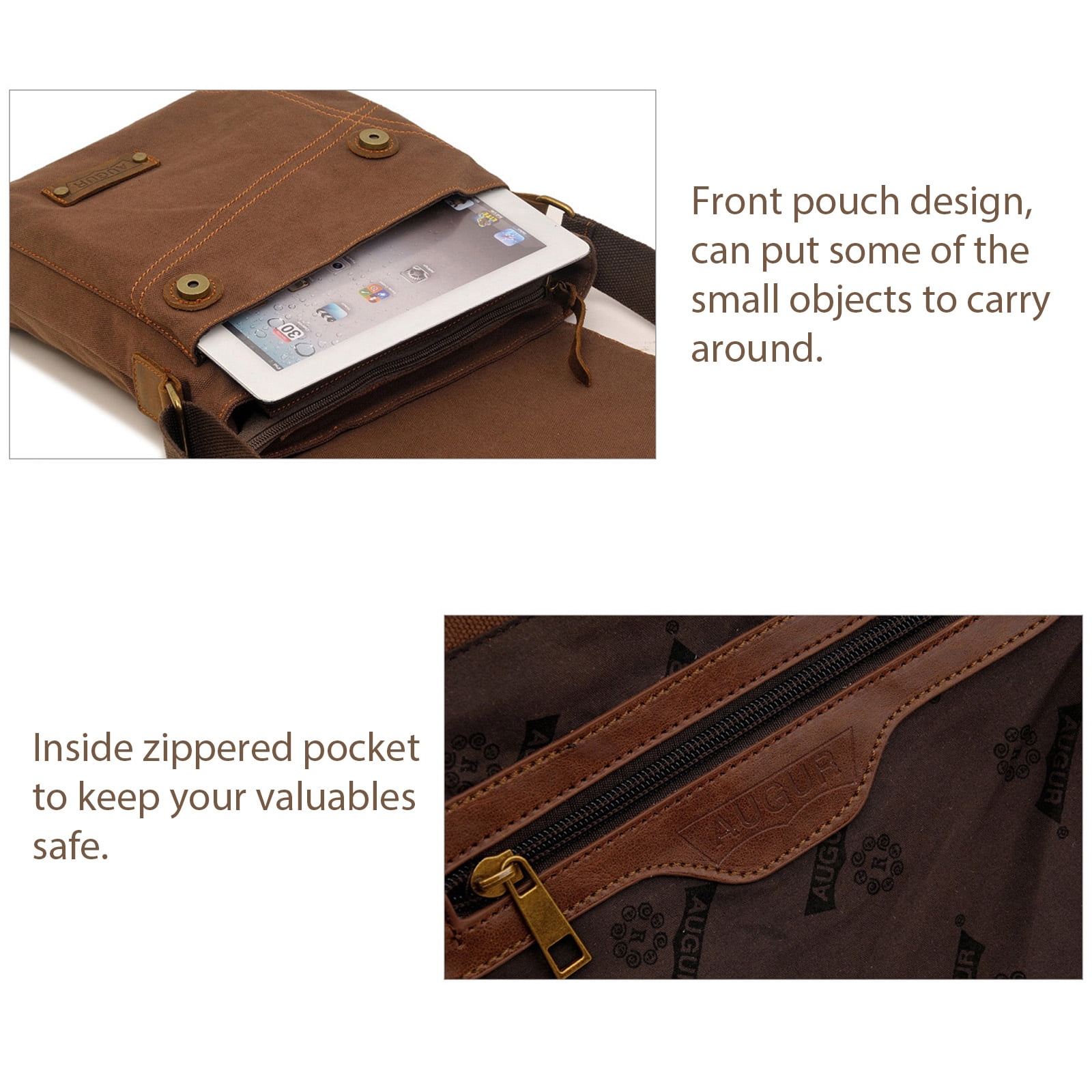 Egoelife Canvas Shoulder Bags for Men Small Crossbody Bags for Women Messenger Bag Slim Sling Bag Satchel Bag Side Bag for Travel