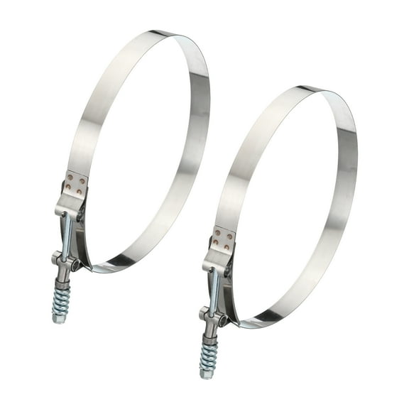 Uxcell T-Bolt Hose Clamps with Spring, 2 Pack 304 Stainless Steel Adjustable Worm Hose Clamp for 7" Hose ID