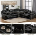 thumbnail image 5 of Pemberly Row Faux Leather Living Room Set Modern Reclining Sectional Sofa Black, 5 of 9