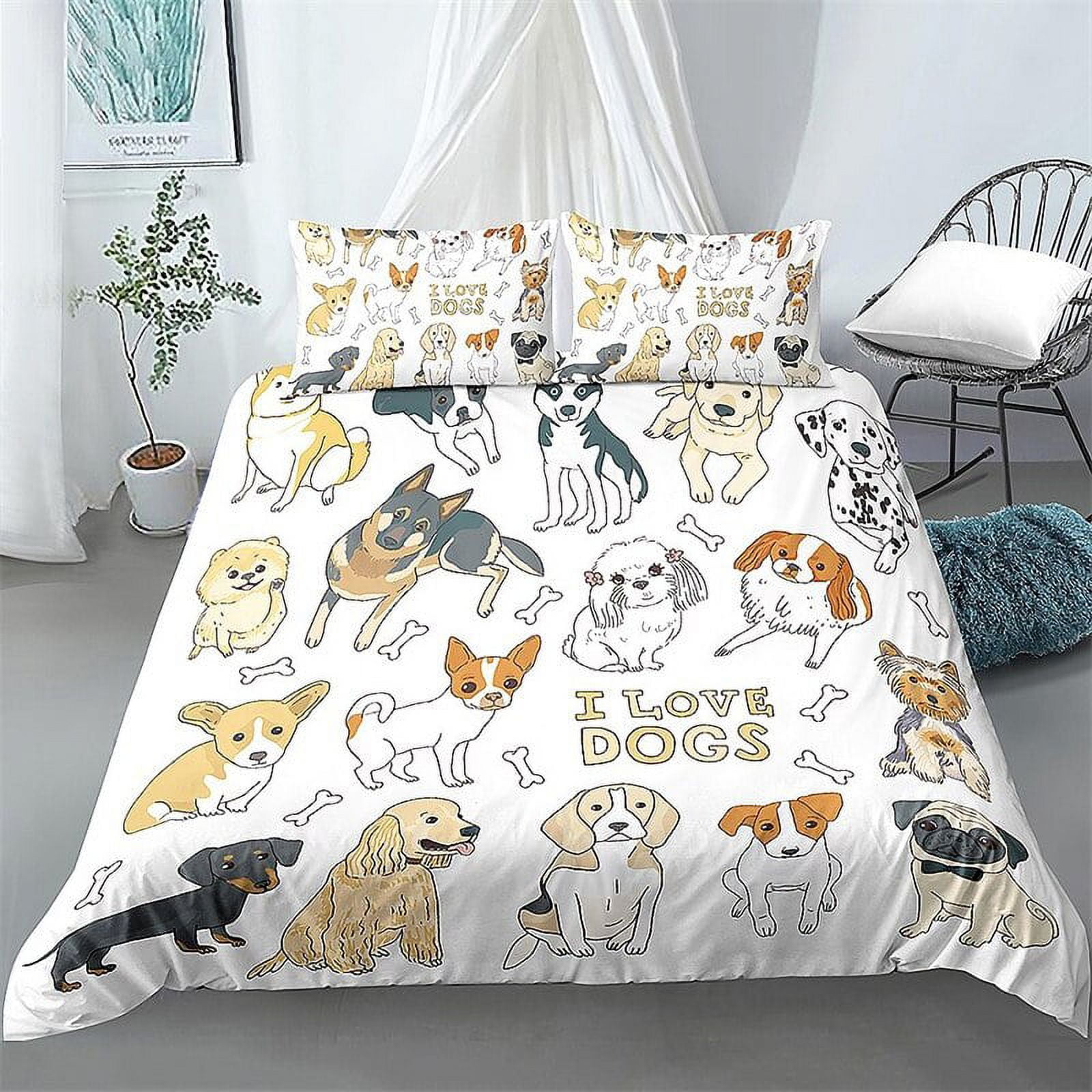Cartoon Dachshund Dog Duvet Cover Cute Animals Quilt Cover Queen Size Soft  Microfiber Kawaii Puppy Bedding Set With Pillowcases