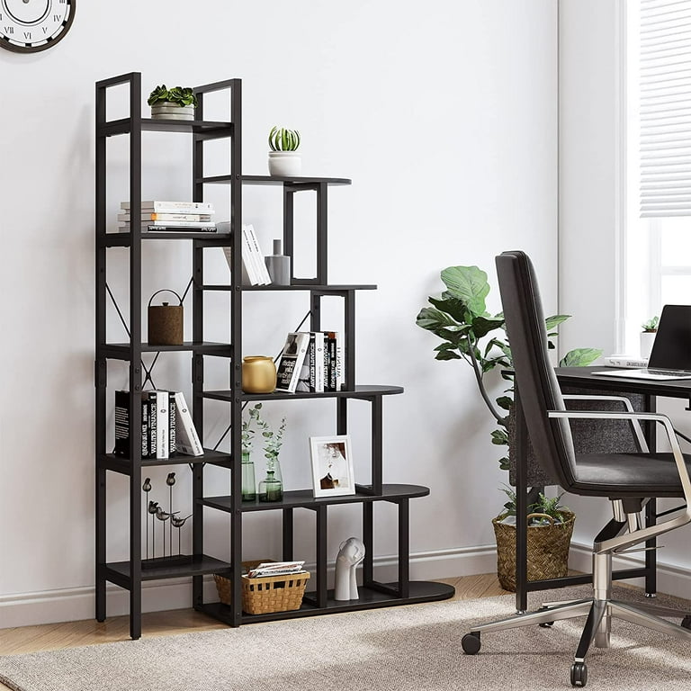 Dextrus 5 Tiers Bookshelf, Modern Minimalist Furniture Display Book Shelves  for Living Room Bedroom Home Office, Black