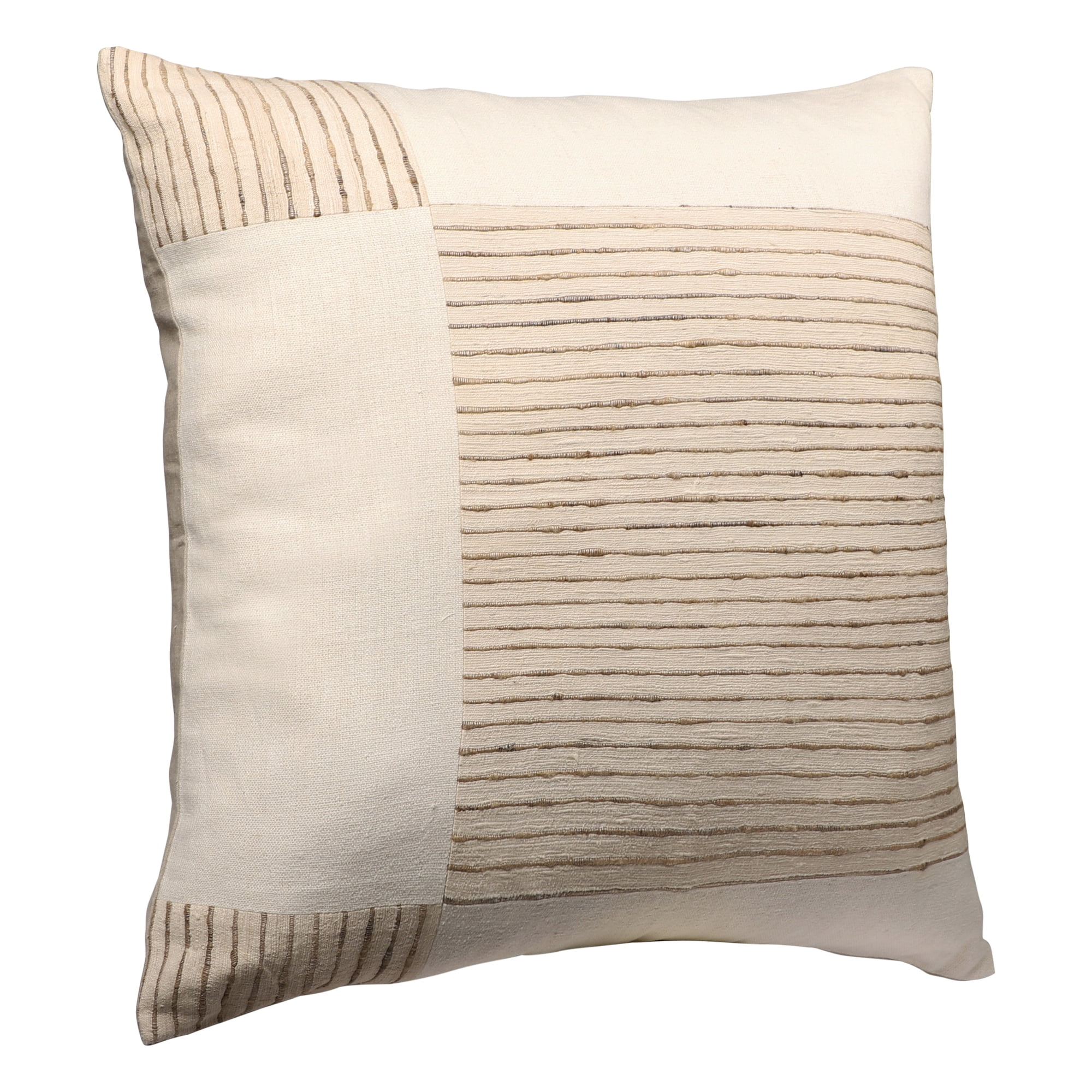 Harlow Hill Tara White/Beige Checkered 24" x 24" Silk Adult Decorative Feather Filled Pillow