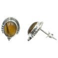 thumbnail image 2 of Tiger Eye Earrings · Teardrop Earrings · Silver Round Solid Silver Earring, 2 of 4
