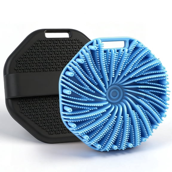 INCTUO Silicone Body Scrubber Exfoliating Shower Bath Brush 2 Pack (Blue & Black)