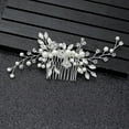 thumbnail image 5 of Elegant Silver Bridal Hair Clip with and Pearl Embellishment Handmade Wedding Comb Rhinestone Headpiece for Bride Bridesmaid, 5 of 5