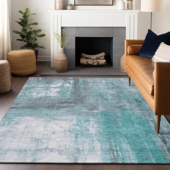Addison Rugs Machine Washable Indoor/ Outdoor Abstract Contemporary Chantille Rug 10' x 14' - Teal