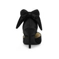 thumbnail image 2 of BLISSFUL STEP Women's Shoes Satin High Heel Pumps Bow Decor Pointed Toe Slip-On Shoes Black 10, 2 of 7