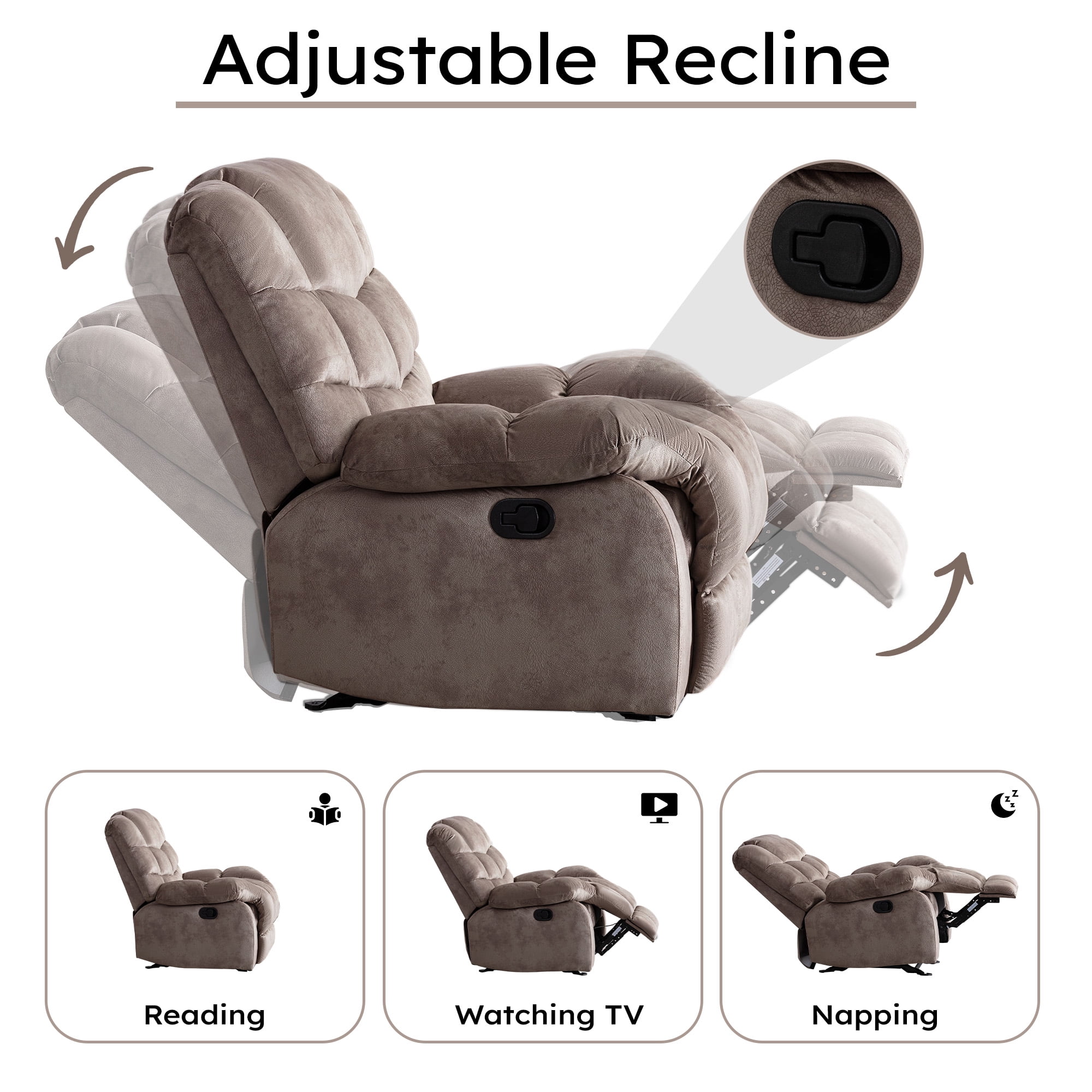 CANMOV Fabric Recliner, Camel