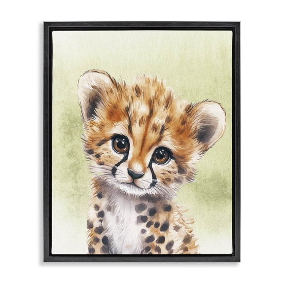 Stupell Industries Eclectic Jungle Friends Baby Cheetah Black Floating Frame Canvas Art, 17 x 21, by Christine Simpson Art