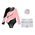 thumbnail image 3 of Alvivi Kids Girls Dance Unitard Activewear Gymnastics Leotard with Metallic Shorts Hair Scrunchie Light Pink 14, 3 of 7
