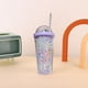 thumbnail image 4 of Vaso de Plástico Colorido con Pajita para Niños y Adultos | Taza con Aislamiento de Doble Pared de 500 Ml | Botella de Agua Portátil de Verano para Bebidas Frías, Ponche de Frutas | Rosa, Azul Cielo,, 4 of 6