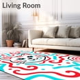 thumbnail image 2 of ODIKA 3'x5' Machine Washable Non-Slip Area Rug, Cheerful Feline Face with Colorful Abstract Motifs High Traffic Rug with Pad, Red, 726779, 2 of 8