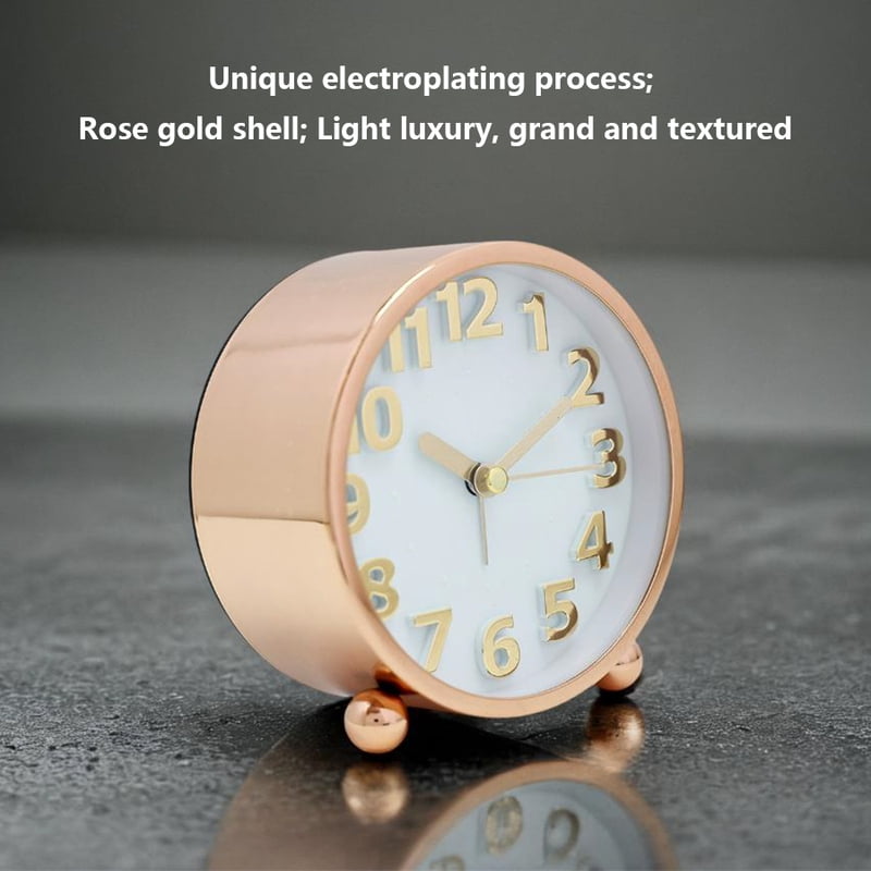 4-inch luxury metal quartz alarm clock; Luminous desk clock, creative big digital clock face, Christmas holiday gift, no battery