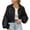Black, variant on HAiming Womens Cropped Corduroy Jackets Lapel Long Sleeve Button down Shirts Coat Trendy Loose Casual Outwear Pockets