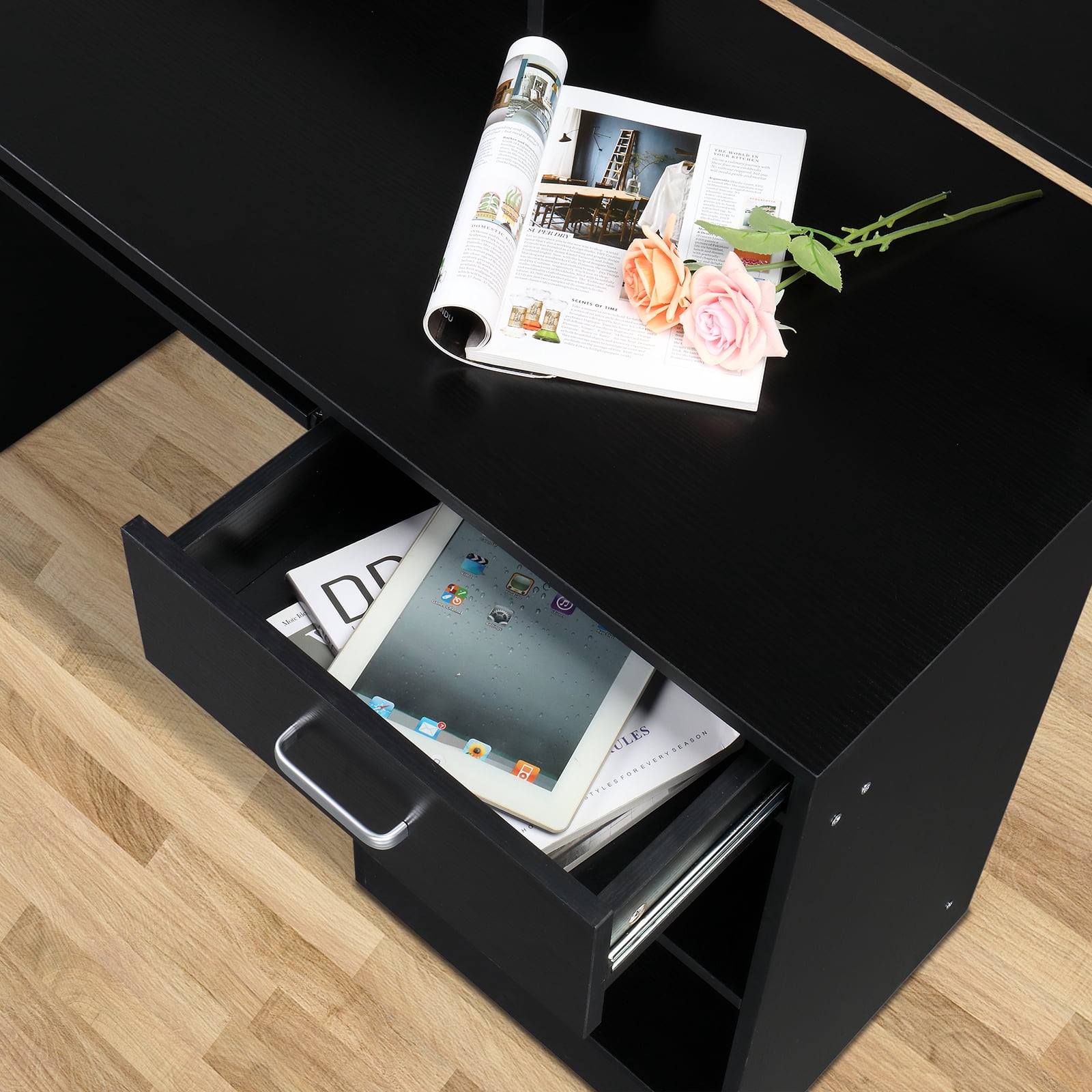 Winado Computer Desk Home Office Workstation Laptop Study Table w/Drawer Keyboard Tray, Black